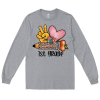 Heather Grey peace love 1st grade Long Sleeve Tee - JahusDesignShop