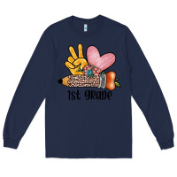 Navy peace love 1st grade Long Sleeve Tee - JahusDesignShop