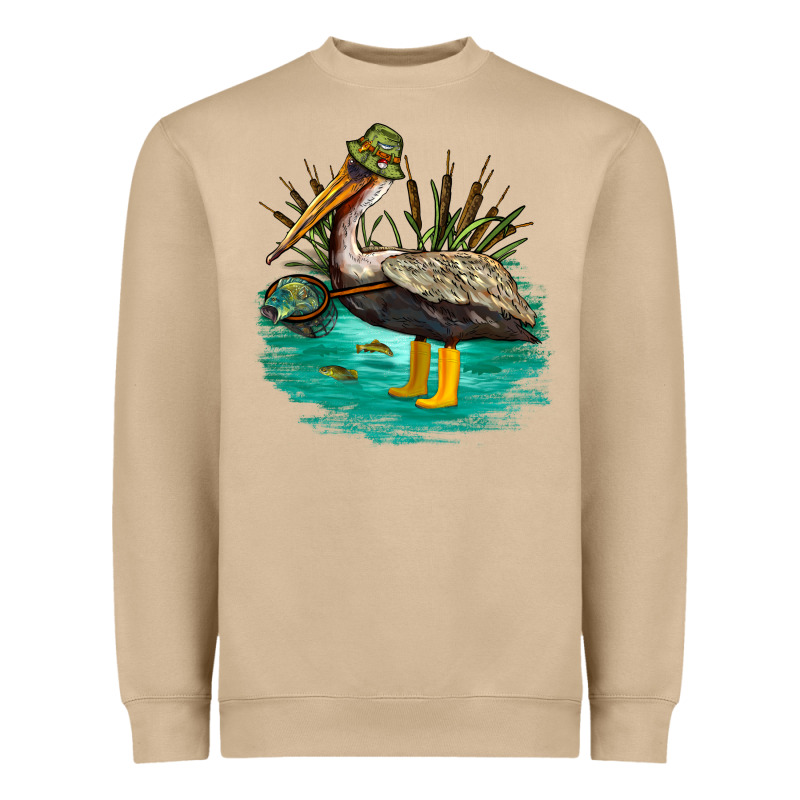 Fishing Pelican Camp Heavyweight Sweatshirt by NancyCooperArtShop | Teevron