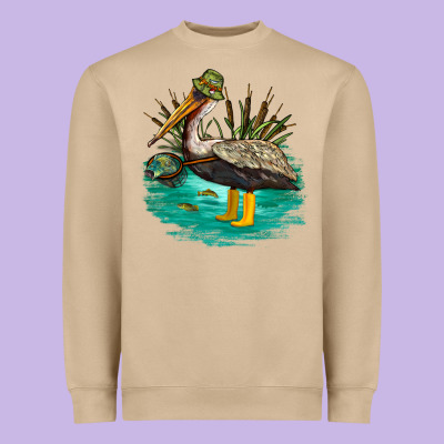 Fishing Pelican Camp Heavyweight Sweatshirt Designed By Nancycooperartshop