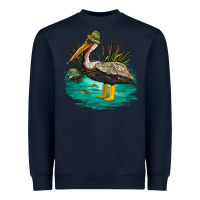Navy fishing pelican camp Heavyweight Sweatshirt - NancyCooperArtShop