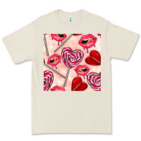 Bone valentines day lollipops and lips seamless pattern Premium Tee - BundleAndBundleShop