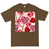 Cacao valentines day lollipops and lips seamless pattern Premium Tee - BundleAndBundleShop