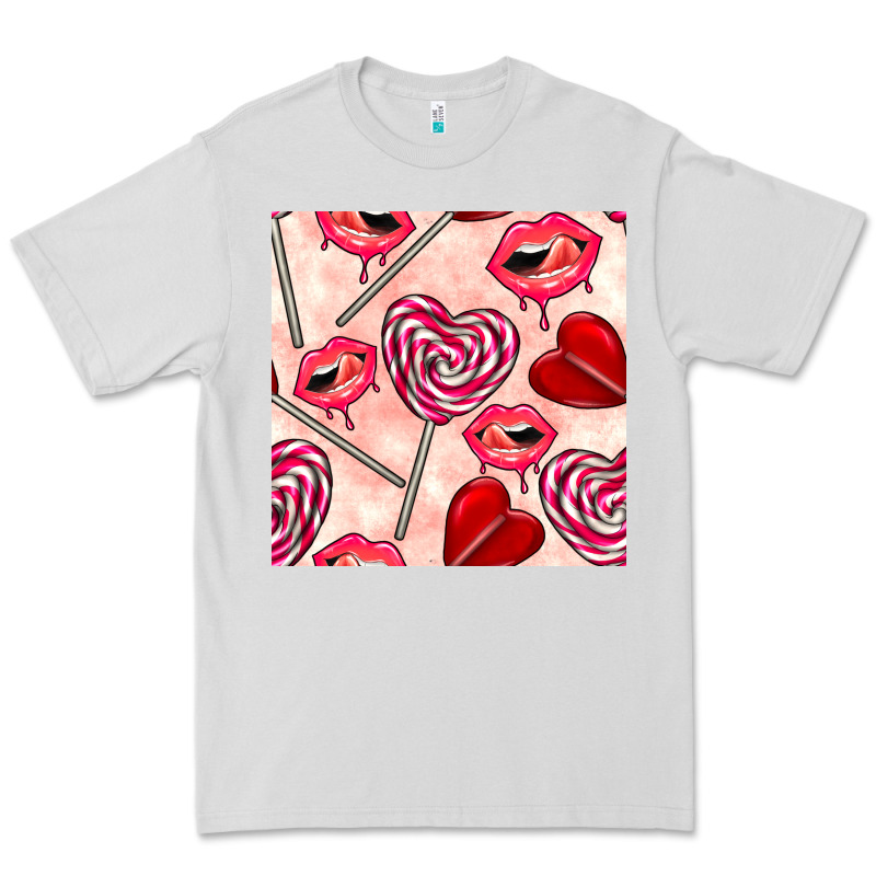 Valentines Day Lollipops And Lips Seamless Pattern Premium Tee by BundleAndBundleShop | Teevron