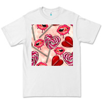 White valentines day lollipops and lips seamless pattern Premium Tee - BundleAndBundleShop