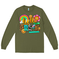 Army Green hello pre k Long Sleeve Tee - NancyCooperArtShop