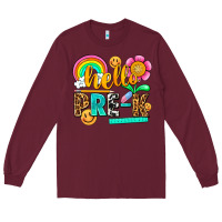Burgundy hello pre k Long Sleeve Tee - NancyCooperArtShop