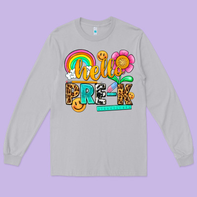 Hello Pre K Long Sleeve Tee Designed By Nancycooperartshop