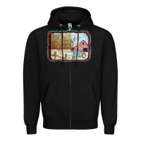 Black Christmas Barn Tractor Snow Zipper Hoodie - Bettercallsaul