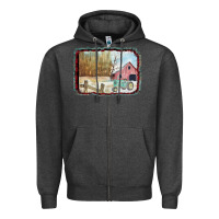 Charcoal Heather Christmas Barn Tractor Snow Zipper Hoodie - Bettercallsaul