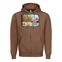 Chestnut Christmas Barn Tractor Snow Zipper Hoodie - Bettercallsaul