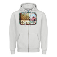 Dove Grey Christmas Barn Tractor Snow Zipper Hoodie - Bettercallsaul