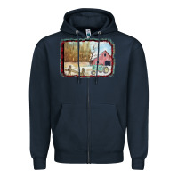 Navy Christmas Barn Tractor Snow Zipper Hoodie - Bettercallsaul