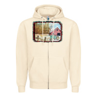 Sandshell Christmas Barn Tractor Snow Zipper Hoodie - Bettercallsaul