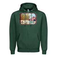 Sports Green Christmas Barn Tractor Snow Zipper Hoodie - Bettercallsaul