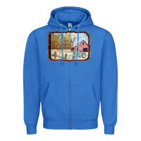 True Royal Christmas Barn Tractor Snow Zipper Hoodie - Bettercallsaul