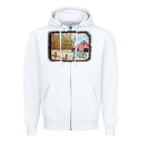 White Christmas Barn Tractor Snow Zipper Hoodie - Bettercallsaul