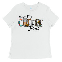 White give me coffee jesus Ladies Tee - CowhideDigitalArt