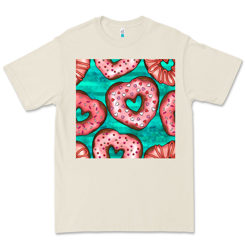 Valentines Day Heart Donuts Seamless Pattern Premium Tee by BundleAndBundleShop | Teevron