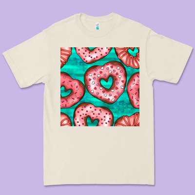 Valentines Day Heart Donuts Seamless Pattern Premium Tee Designed By Bundleandbundleshop