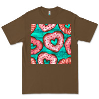 Cacao valentines day heart donuts seamless pattern Premium Tee - BundleAndBundleShop