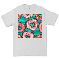 Dove Grey valentines day heart donuts seamless pattern Premium Tee - BundleAndBundleShop