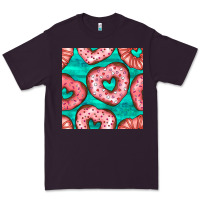 Plum valentines day heart donuts seamless pattern Premium Tee - BundleAndBundleShop