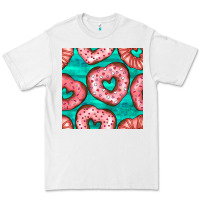 White valentines day heart donuts seamless pattern Premium Tee - BundleAndBundleShop