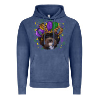 Vintage Denim Mardi Gras Havanese Dog with Hat Vintage Hoodie - RanaPortraitStore