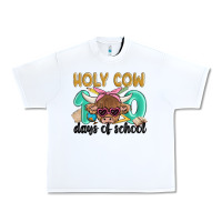White holy cow 100 days of school Urban Heavy Tee - MaliasSmallBusiness