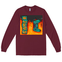 Burgundy gamer Long Sleeve Tee - MaliasSmallBusiness