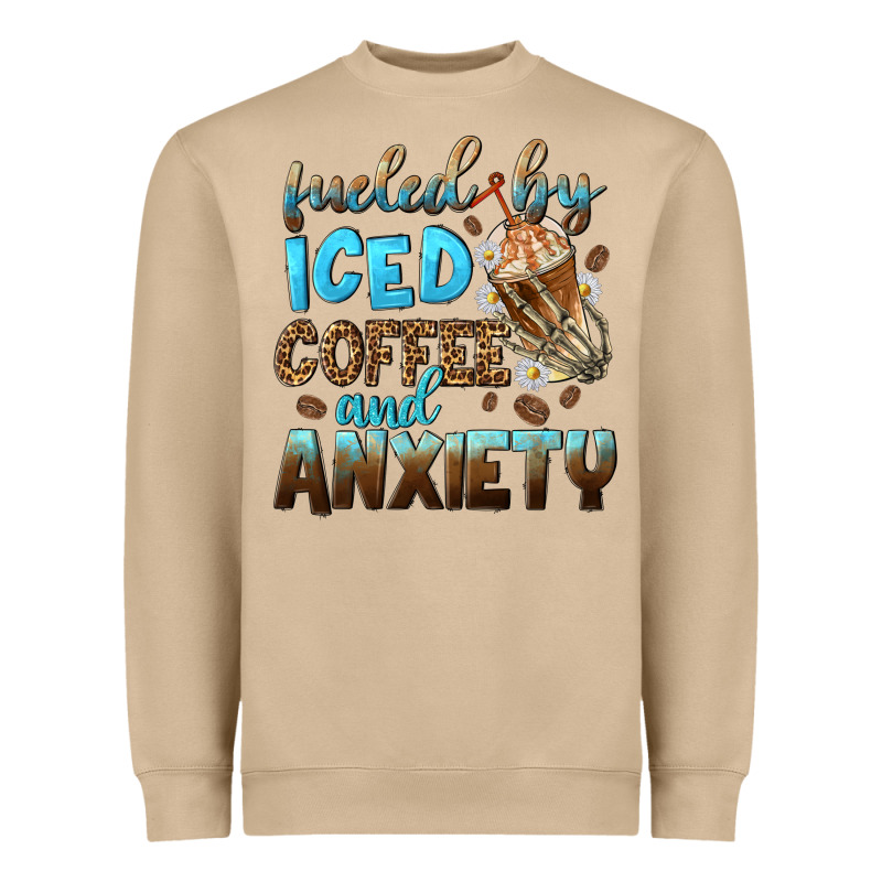 Fueled By Iced Coffee And Anxiety Heavyweight Sweatshirt by NancyCooperArtShop | Teevron