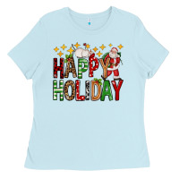 Baby Blue happy holiday christmas Ladies Tee - FaDigitalArtStudio