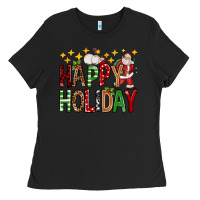 Black happy holiday christmas Ladies Tee - FaDigitalArtStudio