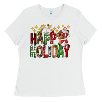White happy holiday christmas Ladies Tee - FaDigitalArtStudio