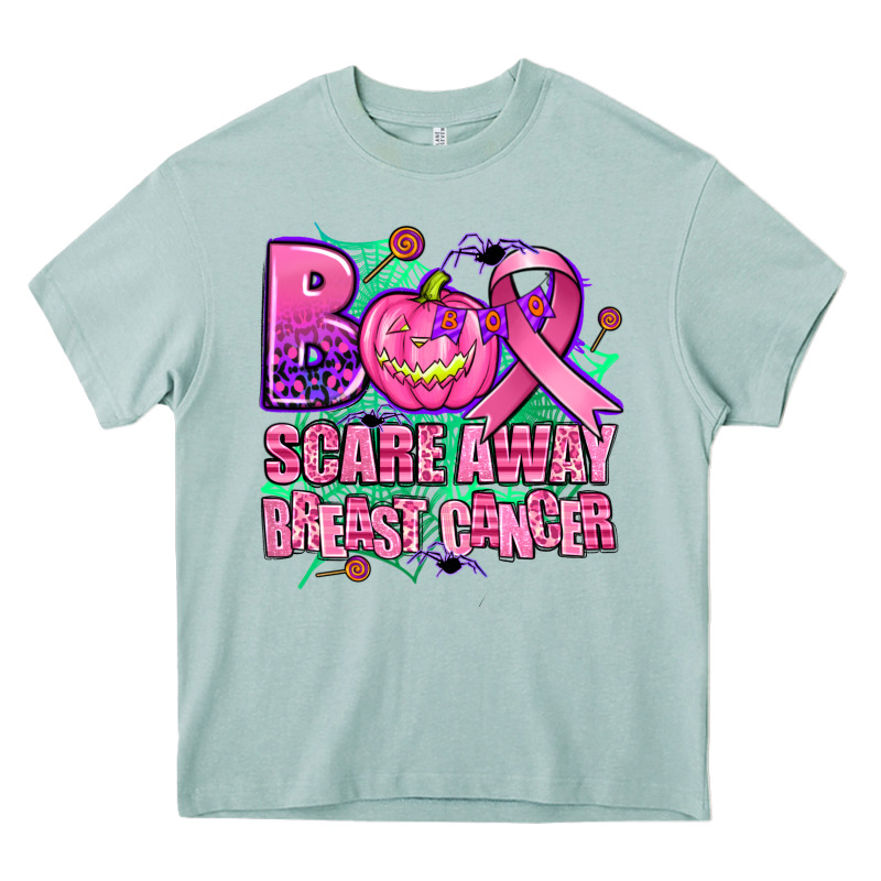 Halloween Boo With Cancer Ribbon Breast Cancer Sca Heavy Core Tee by AdoDesignShop | Teevron