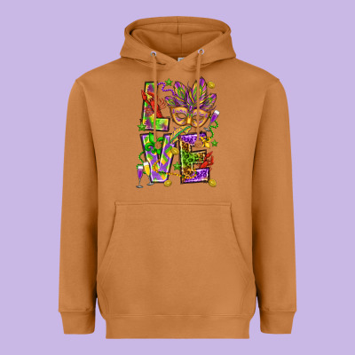Mardi Gras Love Heavyweight Hoodie Designed By Howdyjamesfarm