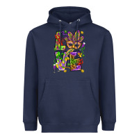 Navy Mardi Gras love Heavyweight Hoodie - HowdyJamesFarm