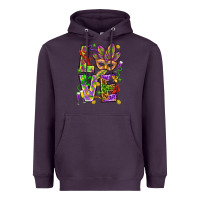 Plum Mardi Gras love Heavyweight Hoodie - HowdyJamesFarm
