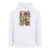 White Mardi Gras love Heavyweight Hoodie - HowdyJamesFarm