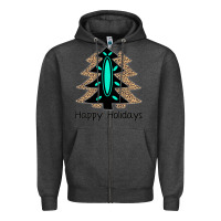 Charcoal Heather Happy Holidays Tree Zipper Hoodie - Bettercallsaul