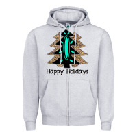 Heather Grey Happy Holidays Tree Zipper Hoodie - Bettercallsaul