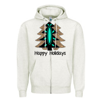 Oatmeal Heather Happy Holidays Tree Zipper Hoodie - Bettercallsaul