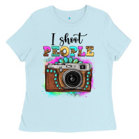 Baby Blue i shoot people tie dye gemstone vintage camera Ladies Tee - FaDigitalArtStudio