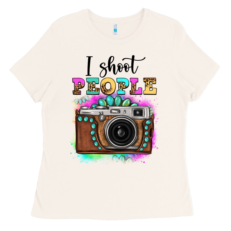 I Shoot People Tie Dye Gemstone Vintage Camera Ladies Tee by FaDigitalArtStudio | Teevron
