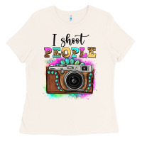 Bone i shoot people tie dye gemstone vintage camera Ladies Tee - FaDigitalArtStudio
