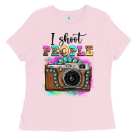 Bubblegum Pink i shoot people tie dye gemstone vintage camera Ladies Tee - FaDigitalArtStudio