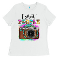 White i shoot people tie dye gemstone vintage camera Ladies Tee - FaDigitalArtStudio