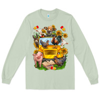 Matcha farm animals with school bus Long Sleeve Tee - NancyCooperArtShop