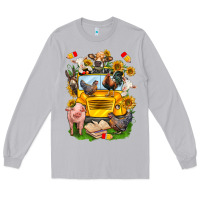 Moon Dust farm animals with school bus Long Sleeve Tee - NancyCooperArtShop